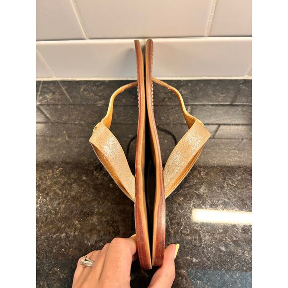 Tory Burch Women Cameron Metallic Flip Flops Thong Sandals Saharian Metallic 8.5 - Picture 8 of 10